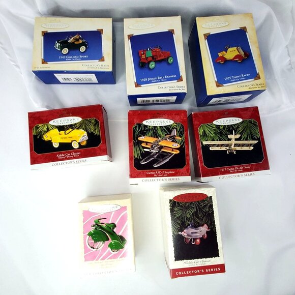 VTG Hallmark Keepsake Ornaments Lot Of 8 Vintage Die Cast Vehicles & Airplanes - Picture 8 of 8